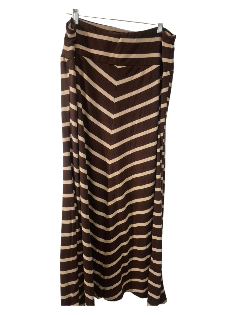 Allison Brittney Brown & Cream Chevron Maxi Skirt